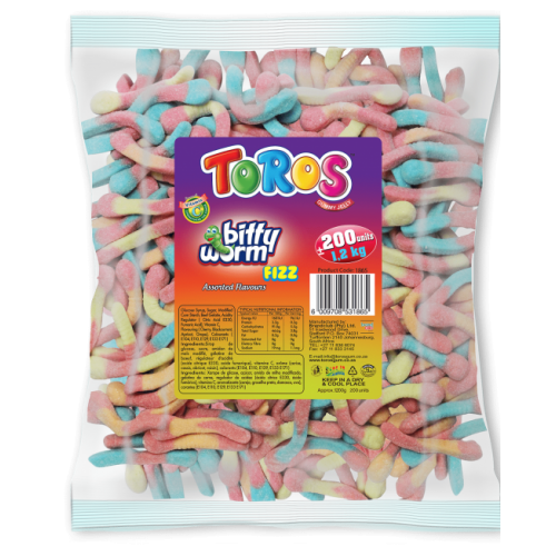TOROS BAG 150'S BITTY WORM SOUR FIZ