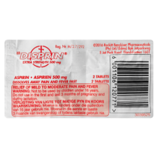 2'S DISPRIN EXTRA STRENGTH 500MG AS