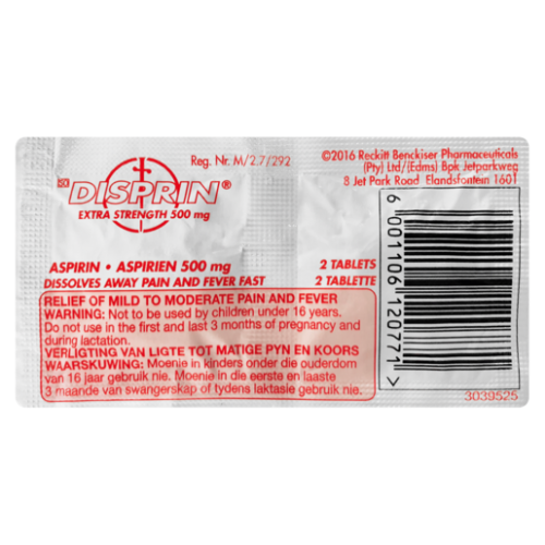 2'S DISPRIN EXTRA STRENGTH 500MG AS
