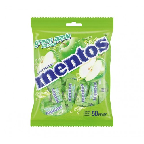 MENTOS GREEN APPLE CHEWY DRAGEES 50'