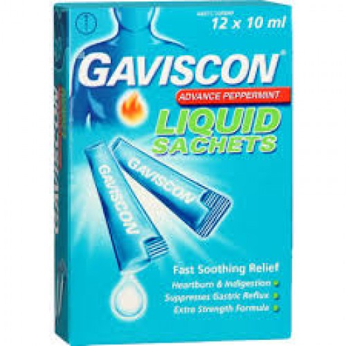 GAVISCON 12X10ML PLUS LIQUID SACHET