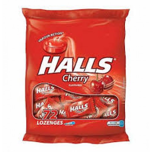 HALLS CHERRY MENTHOL COUGH DROPS 72'