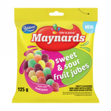 125G MAYNARDS SWEET&SOUR FRUIT JUBES