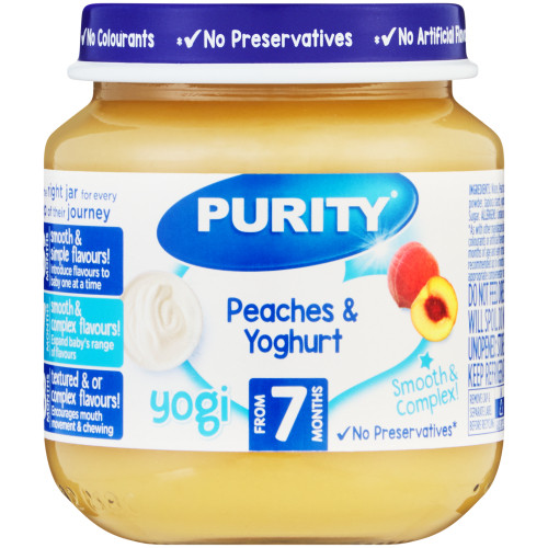 PURITY JAR 6X125ML PEACHES & YOGHURT