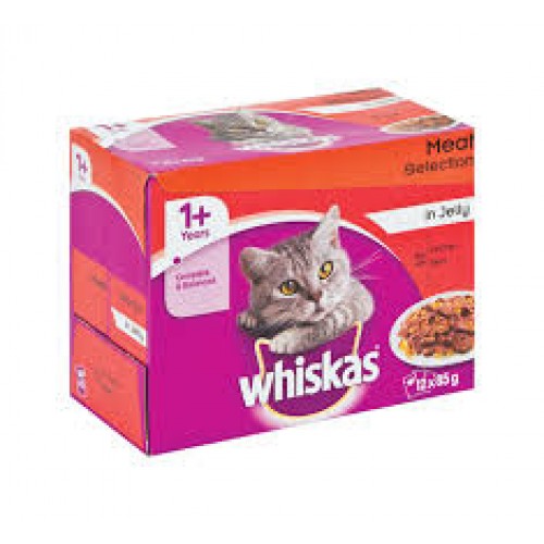 WHISKAS 12X85G MEATY SELECTION IN GRAVY